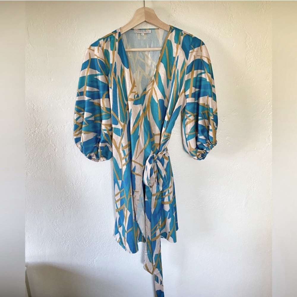 New Diarrablu✨Teal Blossom Balloon Sleeve Wrap Dress